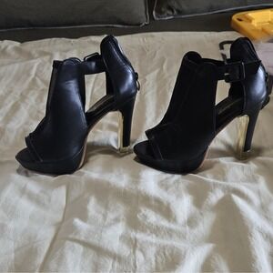 Gatuxus Womens Black Block Heels Sandals Open Toe Mesh Platform BBS-B-226 Size 8